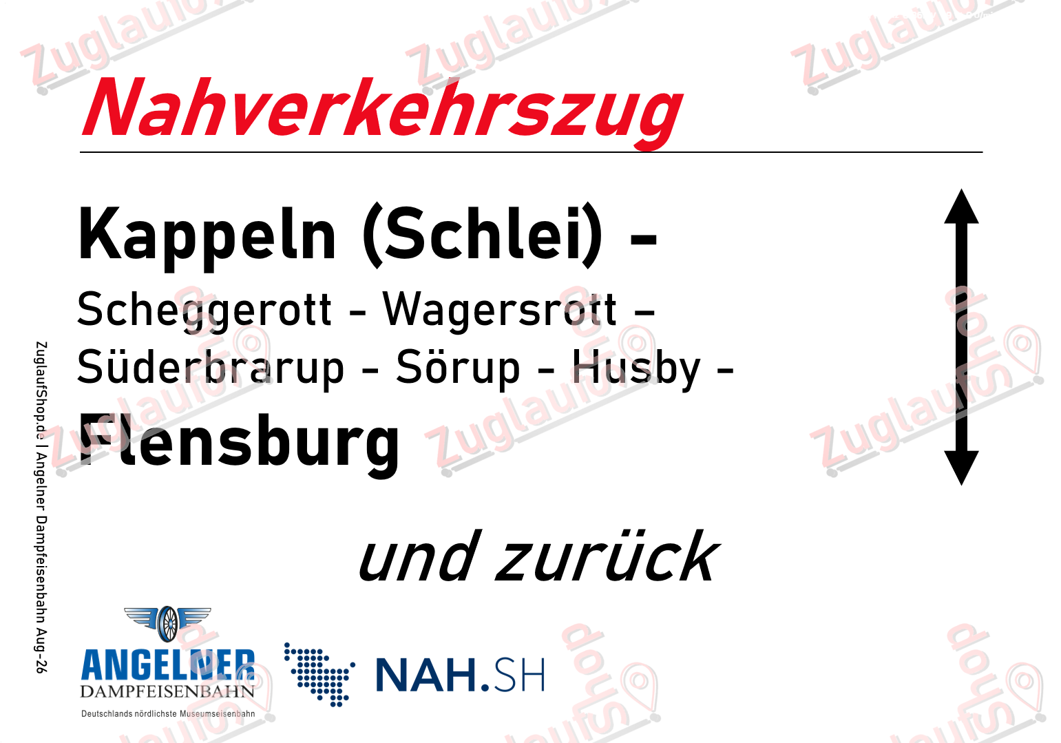 Zuglaufschild "Angelner Dampfeisenbahn"