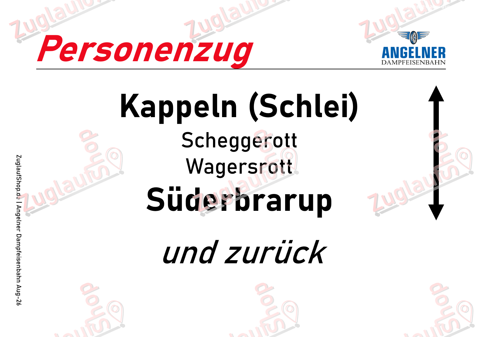 Zuglaufschild "Angelner Dampfeisenbahn"