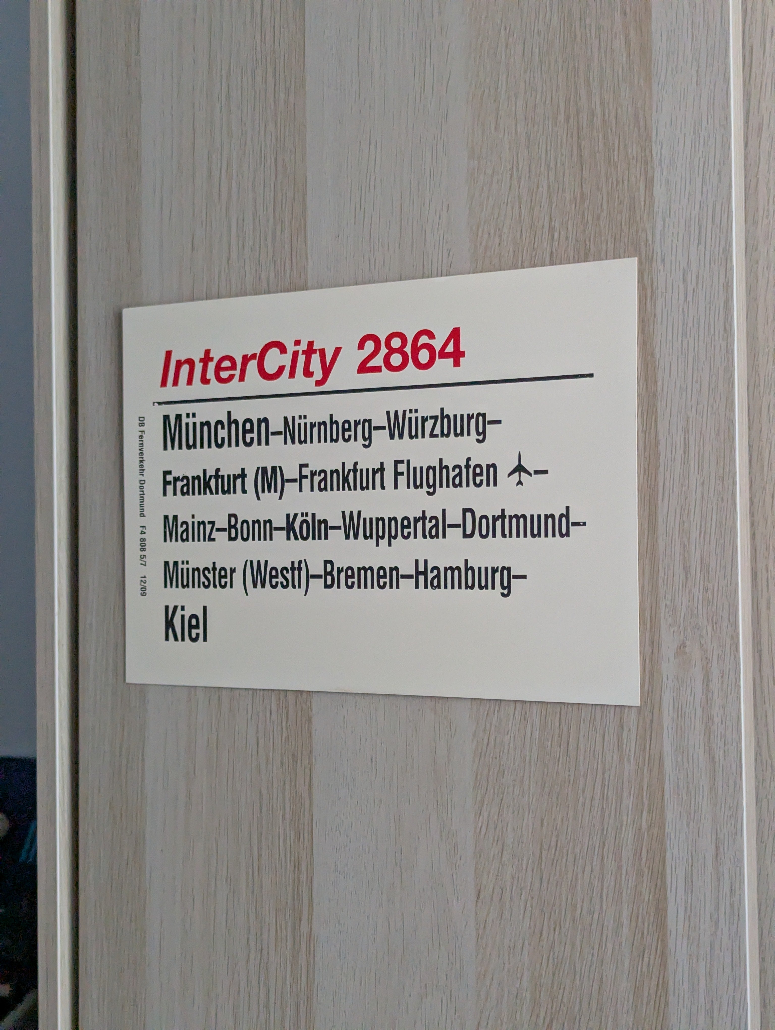 Originales Zuglaufschild "IC 2864"